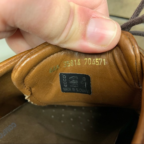 ECCO Cognac Oxford Men's Dress Shoe Square Toe Size 44 - Picture 13 of 13